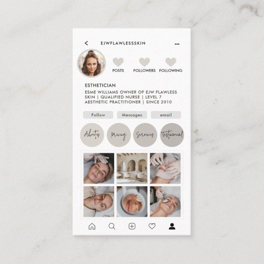 Moderner minimaler, stylischer Multi-Foto QR CODE Visitenkarte (Vorderseite)