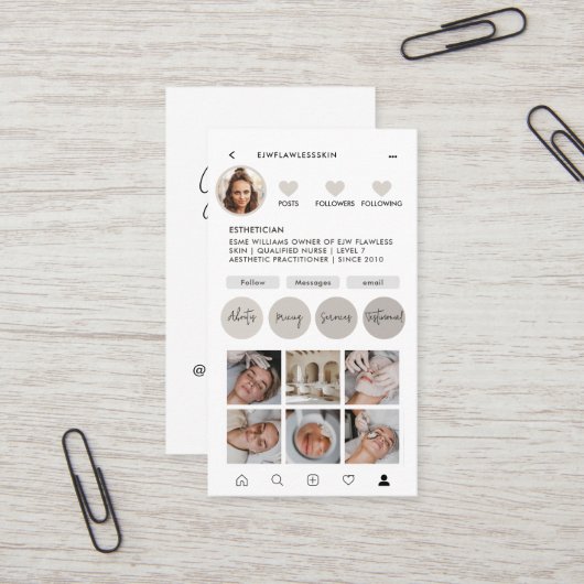 Moderner minimaler, stylischer Multi-Foto QR CODE Visitenkarte (Vorderseite/Rückseite Beispiel)