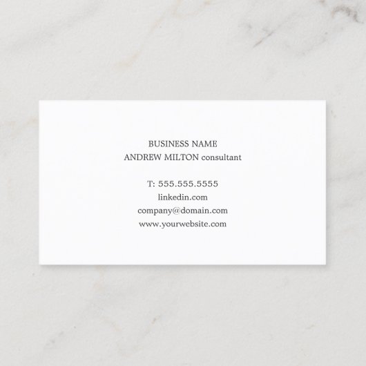 Moderner Minimaler Textur Gray Bold Berater Visitenkarte (Rückseite)