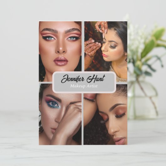 moderner minimaler Trendcode Makeup Artist QR Einladung (Stehend Vorderseite)