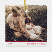 Moderner Minimaler Typ Bright Red Holiday Keramikornament (Vorderseite)