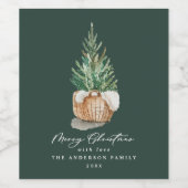 moderner, minimaler und grüner Winter Weinetikett (Einzelnes Label)