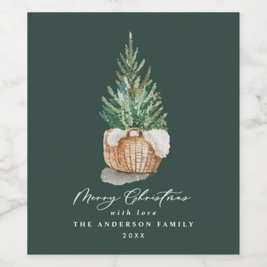 moderner, minimaler und grüner Winter Weinetikett (Einzelnes Label)