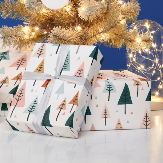 Moderner Minimaler Weihnachtsbaum Geschenkpapier (Feiertage)