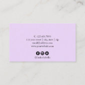 Moderner, minimaler weißer Marmor und lila Lashes Visitenkarte (Rückseite)