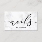 Moderner, minimaler weißer Marmor und lila Nägel Visitenkarte (Vorderseite)