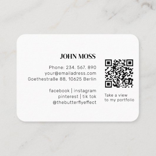 Moderner Minimaler White QR Code Visitenkarte (Rückseite)