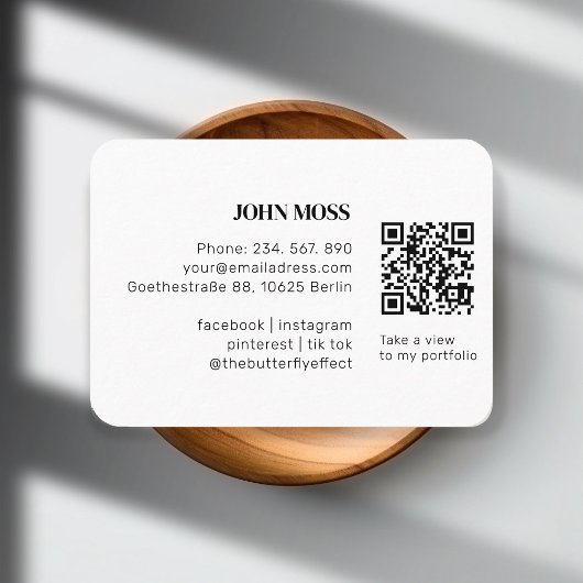 Moderner Minimaler White QR Code Visitenkarte