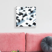 Moderner minimalisitischer 3D-isometrischer Würfel Leinwanddruck (Insitu (Wohnzimmer))