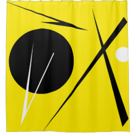 Moderner Minimalismus Abstrakt Art Gelb Schwarz-we Duschvorhang