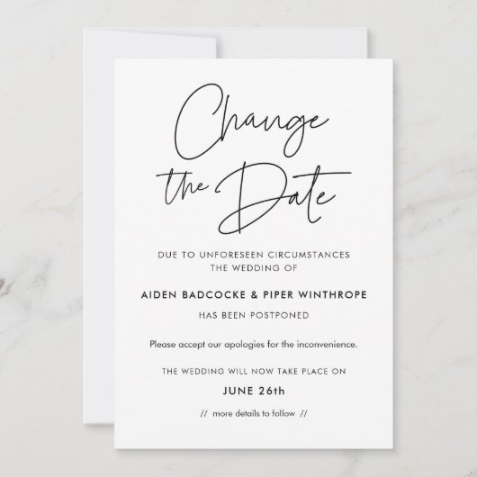 Moderner Minimalismus Ändern Sie das Datum der Hoc Einladung (Vorderseite)