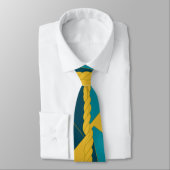 Moderner Minimalismus Aquamarin Gold Braid Elegant Krawatte (Gebunden)