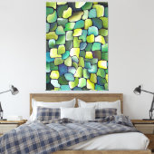 Moderner Minimalismus Artdeco Grünes Muster Leinwanddruck (Insitu (Schlafzimmer))