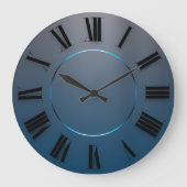 Moderner Minimalismus Blue Gray Ombre römische Zah Große Wanduhr (Vorderseite)