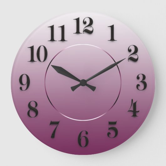 Moderner Minimalismus Eggplant Pink Arabische Zahl Große Wanduhr (Vorderseite)