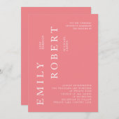 Moderner Minimalismus Einladung zur Hochzeit Blush (Vorne/Hinten)