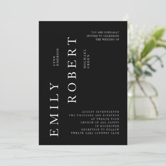 Moderner Minimalismus Einladung zur Hochzeit Schwa (Stehend Vorderseite)