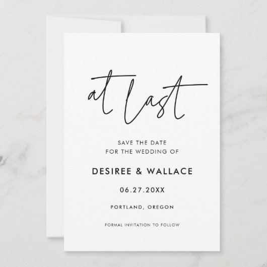 Moderner Minimalismus endlich Save The Date (Vorderseite)