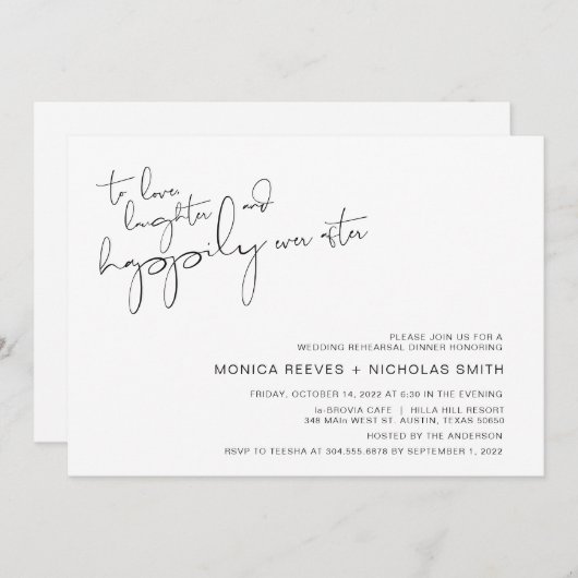 Moderner Minimalismus Lässige Script Probe Abendes Einladung (Vorne/Hinten)