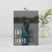 Moderner Minimalismus mit Foto und QR Code Hochzei Einladung (Stehend Vorderseite)