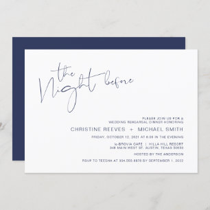 Moderner Minimalismus Navy BlueScript Probe Dinner Einladung