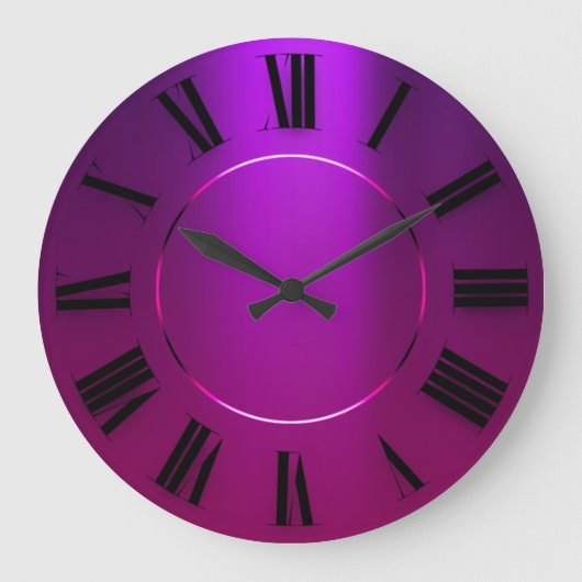 Moderner Minimalismus Rosa Violet römische Zahlen Große Wanduhr (Vorderseite)