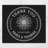 Moderner Minimalismus Vielen Dank mit Blume Schaumweinetikett (Einzelnes Label)