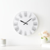 Moderner Minimalismus White Gray 3D römische Zahle Große Wanduhr (Zuhause)