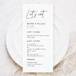 Moderner Minimalist essen Hochzeitskarte Menükarte<br><div class="desc">Lasst uns essen! Modern,  einfach und sauber: adoptier dieses minimalistisch handgeschriebenen Design für dein Hochzeitsgeschirr. Vollständig anpassbare Farben.</div>