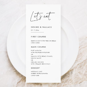 Moderner Minimalist essen Hochzeitskarte Menükarte