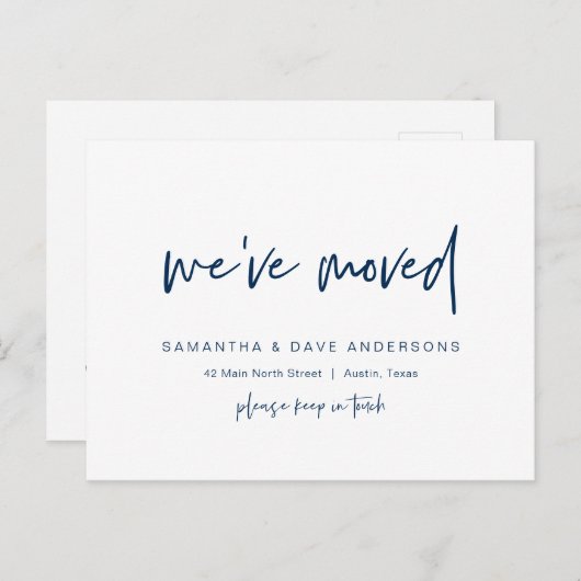 Moderner Minimalist, haben wir verschoben, Announc Postkarte (Vorne/Hinten)
