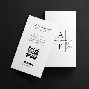 Moderner Minimalist mit Botanischem Touch QR-Code Visitenkarte