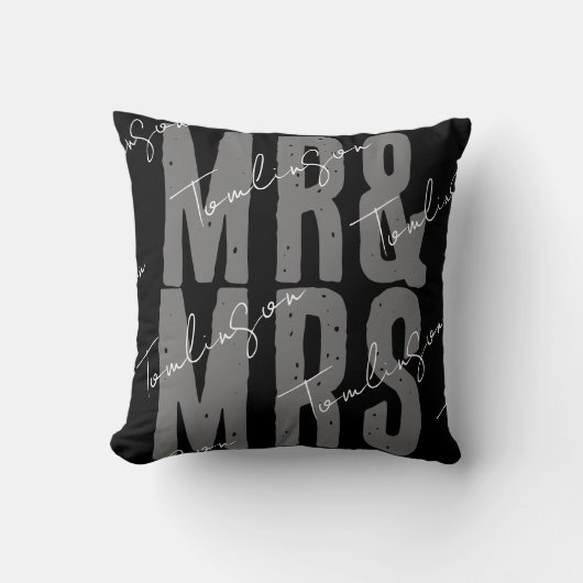Moderner Minimalist personalisiert Mr. and Mrs. Kissen (Vorderseite)