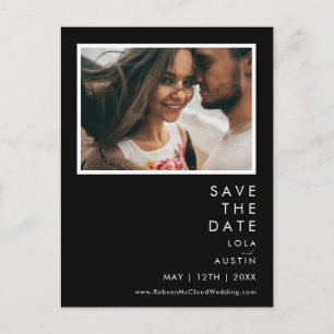 Moderner Minimalist   Schwarzes Foto Save The Date Einladungspostkarte
