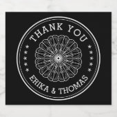 Moderner Minimalist Vielen Dank mit Blume Sparklin Schaumweinetikett (Einzelnes Label)