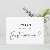 Moderner Minimalist Werden Sie meine beste Frau? Einladung (Stehend Vorderseite)