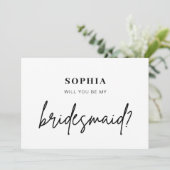 Moderner Minimalist Werden Sie meine Bridesmädchen Einladung (Stehend Vorderseite)