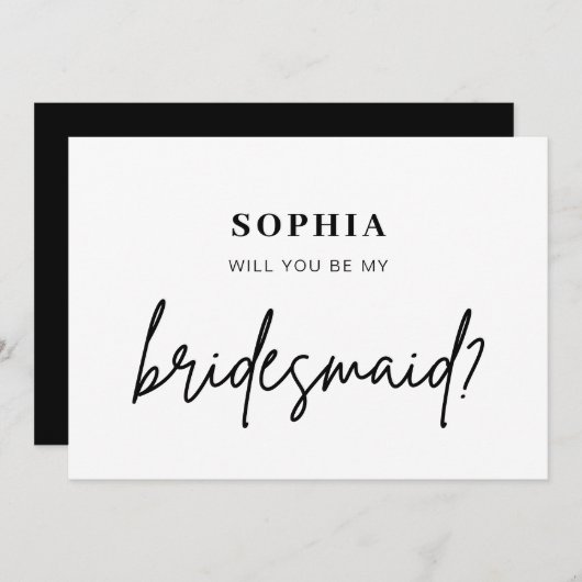 Moderner Minimalist Werden Sie meine Bridesmädchen Einladung (Vorne/Hinten)
