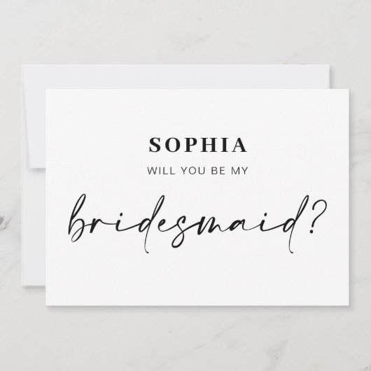 Moderner Minimalist Werden Sie meine Bridesmädchen Einladung (Vorderseite)