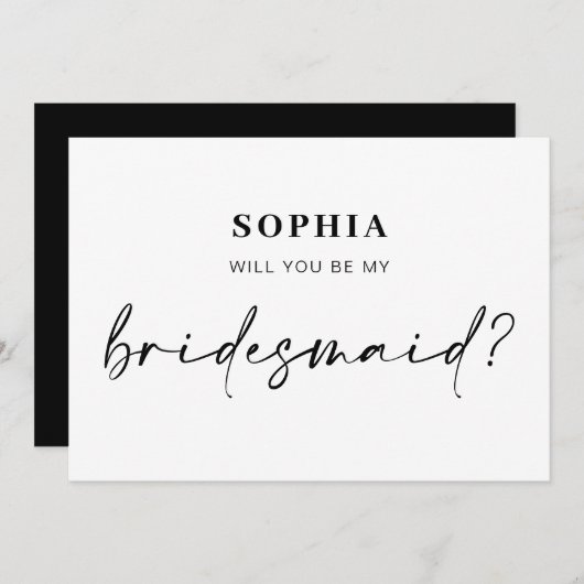 Moderner Minimalist Werden Sie meine Bridesmädchen Einladung (Vorne/Hinten)