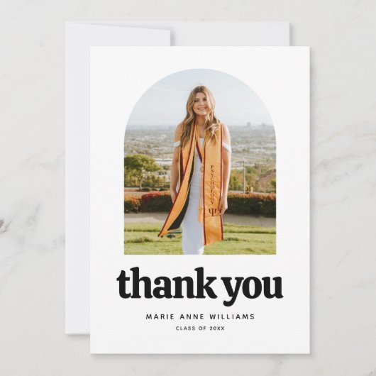 Moderner Minimalistisch Arch Foto Abschluss Dankeskarte (Vorderseite)