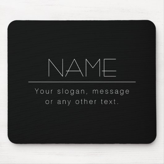 Moderner, minimalistisch bearbeitbarer Text | Schw Mousepad (Vorne)