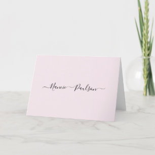 Moderner Minimalistisch Blush Pink Script Individu Dankeskarte