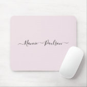 Moderner Minimalistisch Blush Pink Script Individu Mousepad (Mit Mouse)
