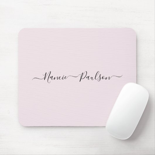 Moderner Minimalistisch Blush Pink Script Individu Mousepad (Mit Mouse)