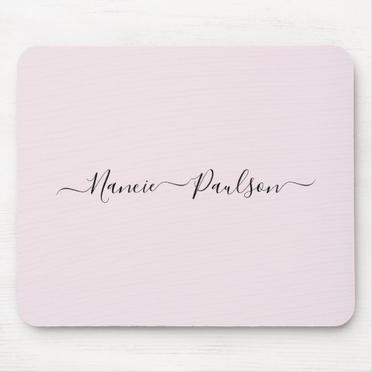 Moderner Minimalistisch Blush Pink Script Individu Mousepad (Vorne)