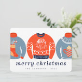 Moderner Minimalistisch Chic Ugly Knitter Sweater Feiertagskarte (Stehend Vorderseite)
