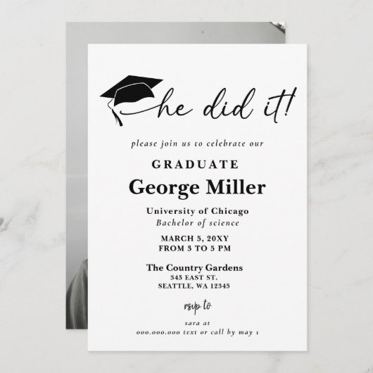 Moderner Minimalistisch hat er es getan Foto Absch Einladung (Vorne/Hinten)