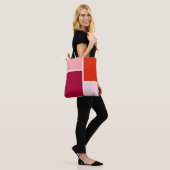 Moderner Minimalistisch roter rosa Farbblock Tasche (Am Model)