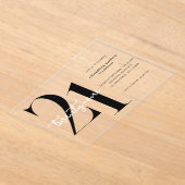 Moderner Minimalistischer 21. Geburtstag Acryleinladungen (Ablage )